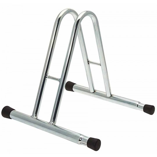 One space high grounded-based bike matchable rack in galvanized steel - with caps