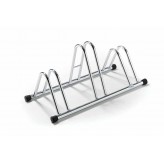 3-spaces grounded-based bike rack in galvanized steel.
