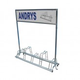 5 spaces grounded-based bike rack in galvanized steel- with advertisement pannels pubblicitario