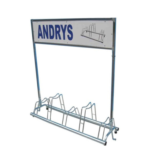 5 spaces grounded-based bike rack in galvanized steel- with advertisement pannels pubblicitario