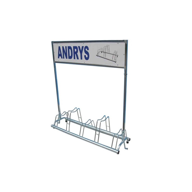 5 spaces grounded-based bike rack in galvanized steel- with advertisement pannels pubblicitario